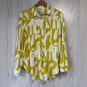 Fig & Flower Anthropologie Line Green Button Down Top Size M EUC